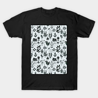 Bauhaus Plant Pattern, Green T-Shirt